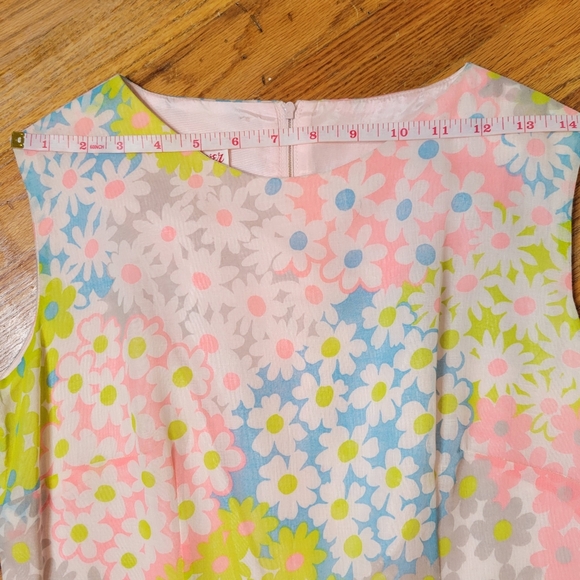 Vintage 1960s Eve Carter Floral Sleeveless Dress with Pleated Skirt - Picture 16 of 16